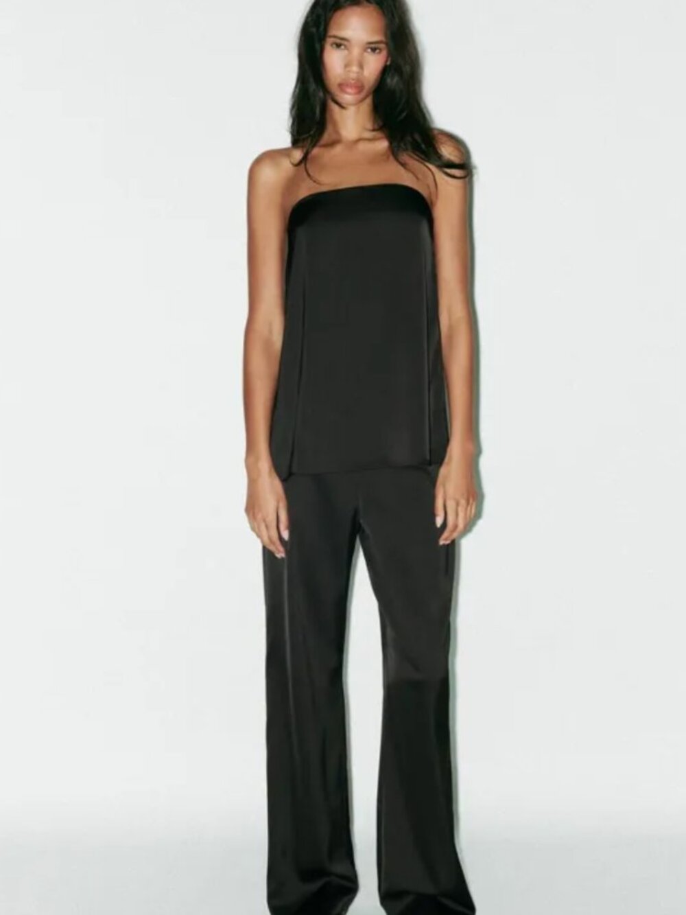 Zara Satin Bandeau Top Black Size S New With Tags NWT ✨ - Picture 2 of 8